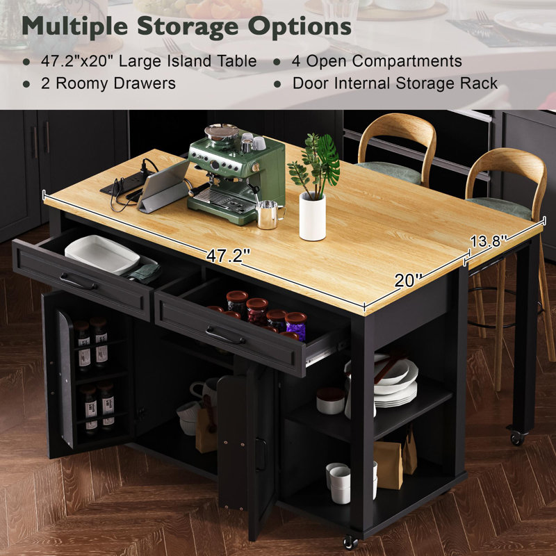Lark Manor™ Kitchen Island with Extendable Dining Table | Wayfair